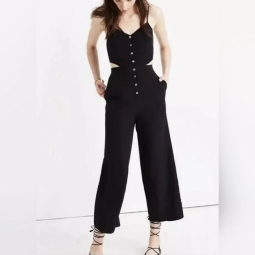 Madewell Black Silk Jumpsuit Size 4 - Picture 8 of 8